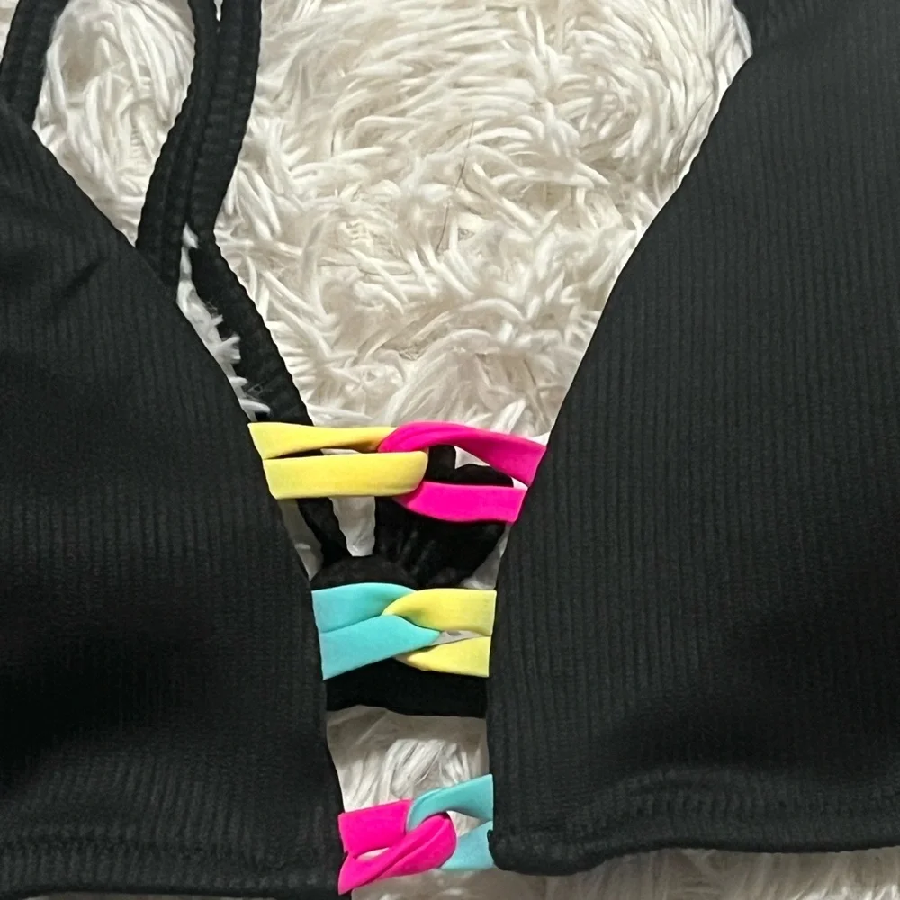 POPVIL Black Strappy Bikini Top size XXL like new - Picture 4 of 10